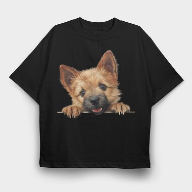 Norwich Terrier Peeking, Tricou Oversize Barbati (Unisex)
