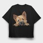Norwich Terrier Peeking, Tricou Oversize Barbati (Unisex)
