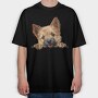 Norwich Terrier Peeking, Tricou Oversize Barbati (Unisex)
