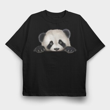 Panda Face Peeking, Tricou Oversize Barbati (Unisex)