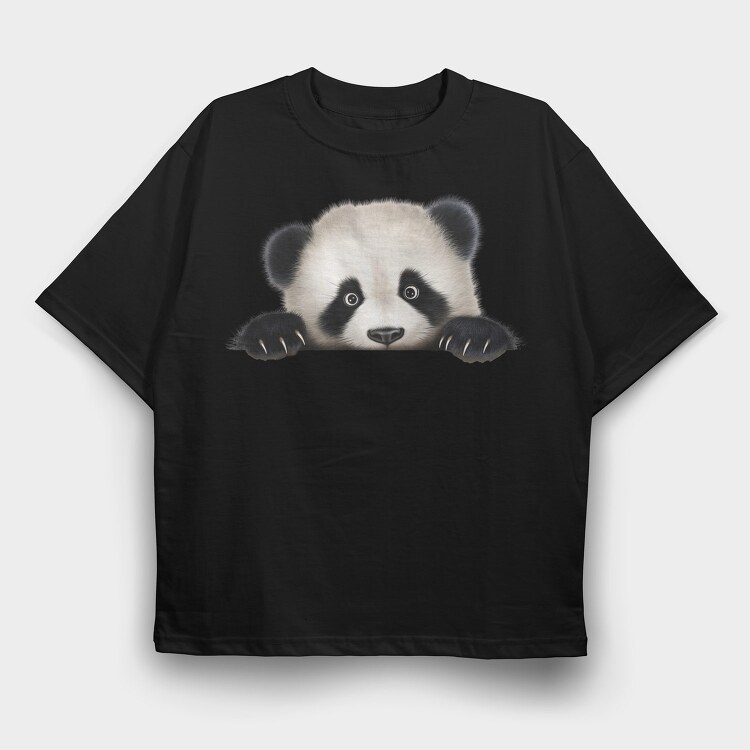 Panda Face Peeking, Tricou Oversize Barbati (Unisex)