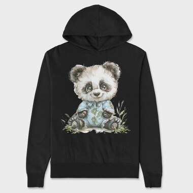 Panda In Floral Dress, Hanorac Oversize Barbati (Unisex)