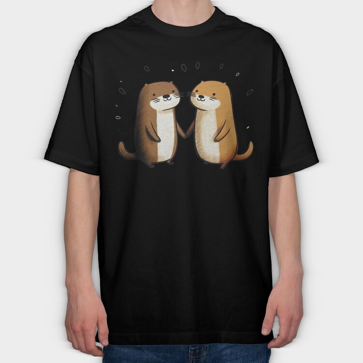 Otters In Love, Tricou Oversize Barbati (Unisex)