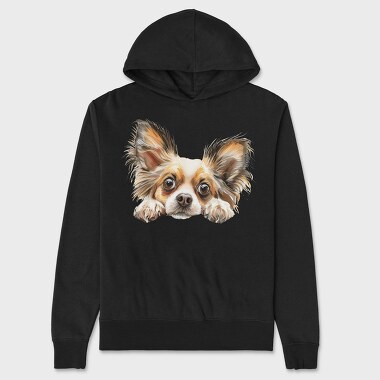 Papillon Face Peeking, Hanorac Oversize Barbati (Unisex)
