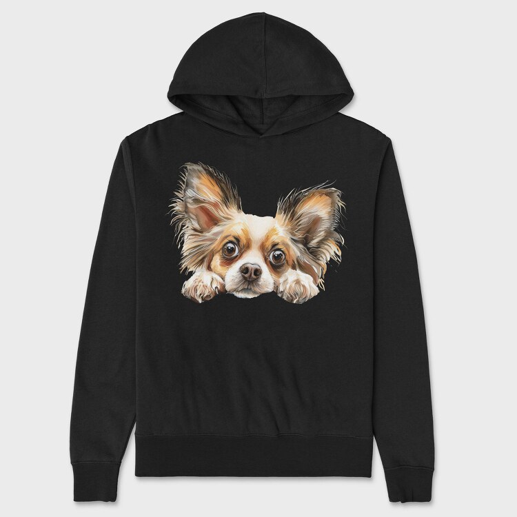 Papillon Face Peeking, Hanorac Oversize Barbati (Unisex)