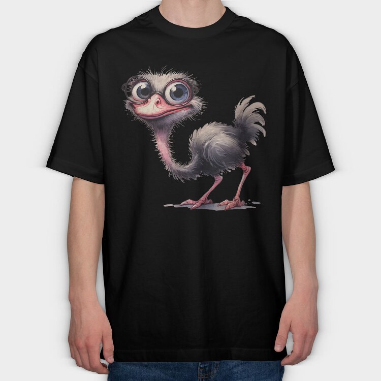 Ostrich Glasses Smile, Tricou Oversize Barbati (Unisex)