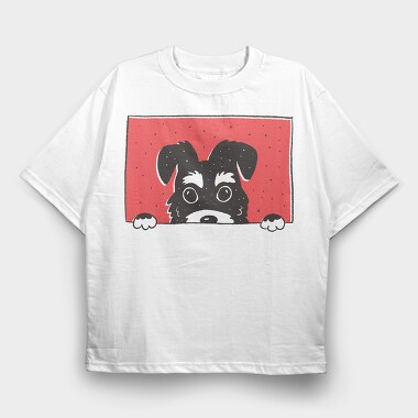 Peeking Schnauzer Dog, Tricou Oversize Barbati (Unisex)
