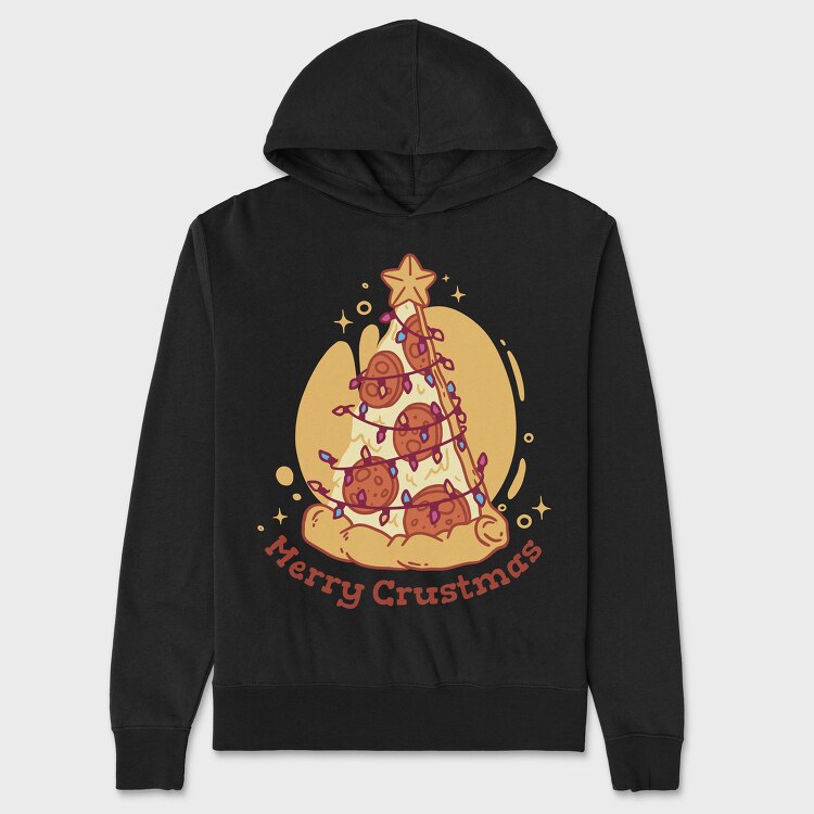 Pepperoni Pizza In Christmas Merry Crustmas, Hanorac Oversize Barbati (Unisex)