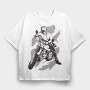 Person With Motorcycle Motorcyclist, Tricou Oversize Barbati (Unisex)