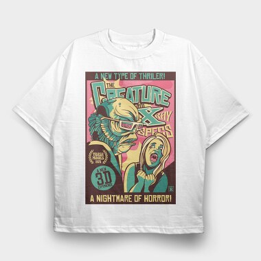 Scary Creature Retro Poster X Rays, Tricou Oversize Barbati (Unisex)