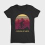 Person Cycling Retro Sunset Dawn, Tricou Femei
