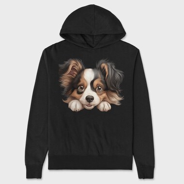 Papillon Peeking, Hanorac Oversize Barbati (Unisex)