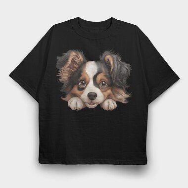 Papillon Peeking, Tricou Oversize Barbati (Unisex)