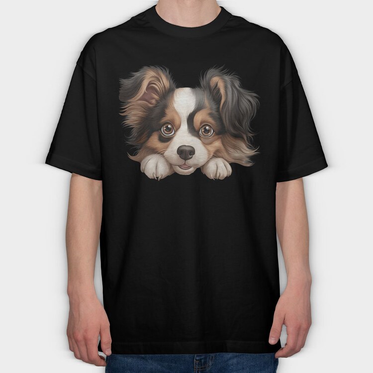 Papillon Peeking, Tricou Oversize Barbati (Unisex)