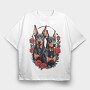 Doberman and Roses, Tricou Oversize Barbati (Unisex)