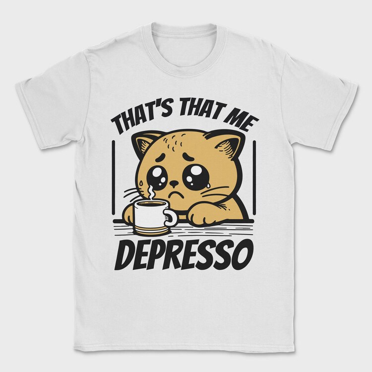 Depresso Cat, Tricou Barbati (Unisex)