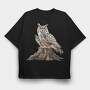 Owls On Stump, Tricou Oversize Barbati (Unisex)