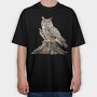 Owls On Stump, Tricou Oversize Barbati (Unisex)