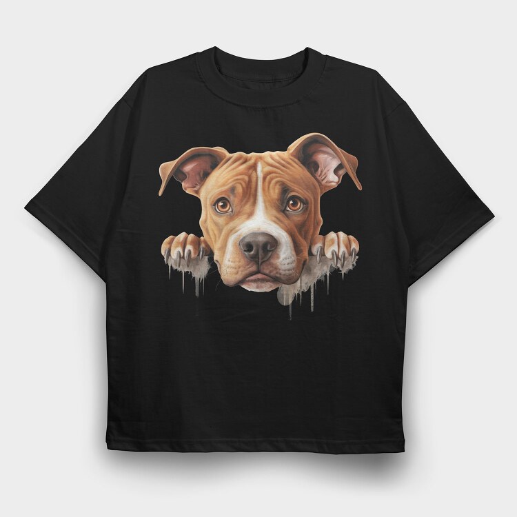 Painting American Pit Bull, Tricou Oversize Barbati (Unisex)