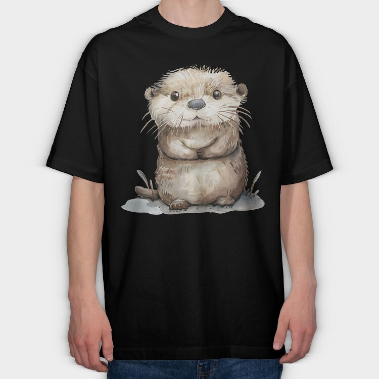 Otter Cute Face, Tricou Oversize Barbati (Unisex)