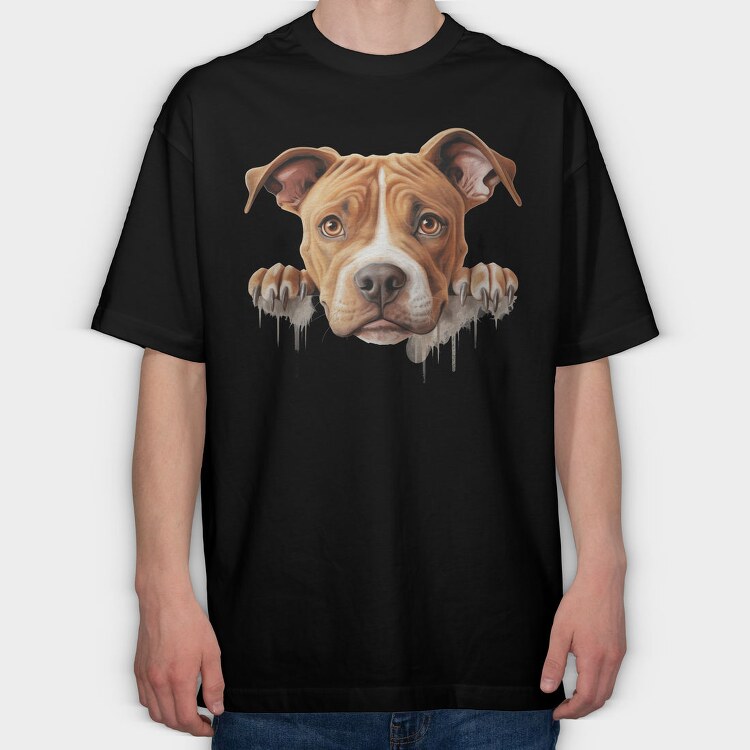 Painting American Pit Bull, Tricou Oversize Barbati (Unisex)