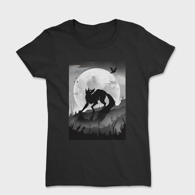 Dark Animals Wolf Silhouette, Tricou Femei