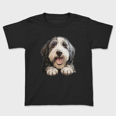 Old English Sheepdog Peeking, Tricou Copii