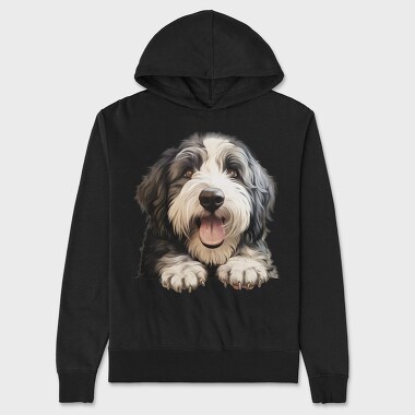 Old English Sheepdog Peeking, Hanorac Oversize Barbati (Unisex)