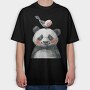 Panda Bird Stack, Tricou Oversize Barbati (Unisex)