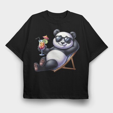 Panda Cocktail Sunglasses, Tricou Oversize Barbati (Unisex)