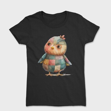 Patchwork Owl Watercolor, Tricou Femei