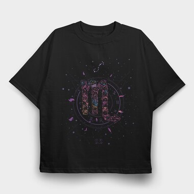 Scorpio Floral Zodiac Sign 08, Tricou Oversize Barbati (Unisex)