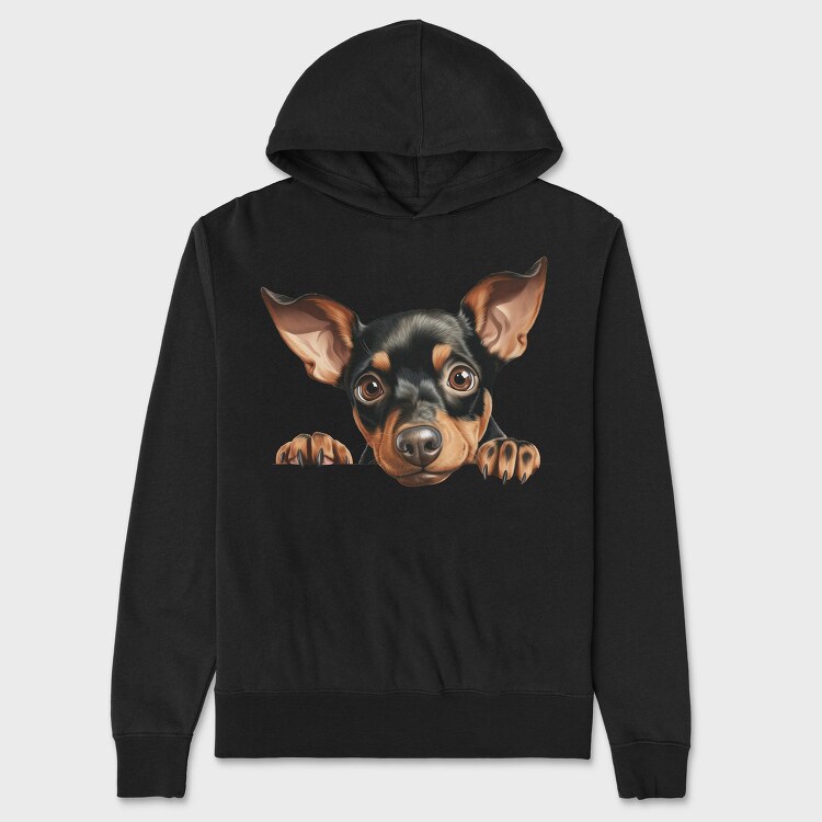 Peeking Manchester Terrier, Hanorac Oversize Barbati (Unisex)