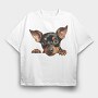 Peeking Manchester Terrier, Tricou Oversize Barbati (Unisex)