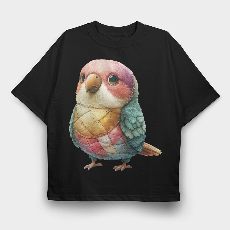 Patchwork Bird Clipart, Tricou Oversize Barbati (Unisex)