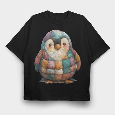 Patchwork Penguin Art, Tricou Oversize Barbati (Unisex)
