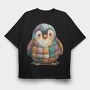 Patchwork Penguin Art, Tricou Oversize Barbati (Unisex)