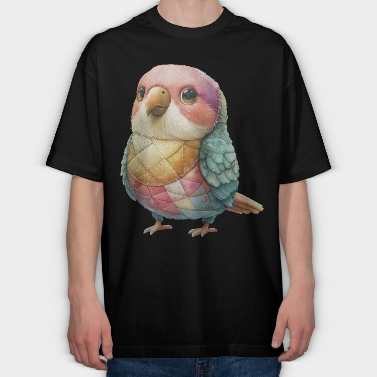 Patchwork Bird Clipart, Tricou Oversize Barbati (Unisex)