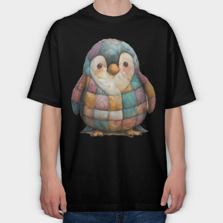 Patchwork Penguin Art, Tricou Oversize Barbati (Unisex)