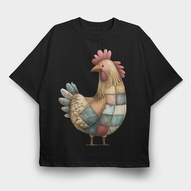 Patchwork Rooster Art, Tricou Oversize Barbati (Unisex)