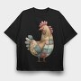 Patchwork Rooster Art, Tricou Oversize Barbati (Unisex)