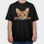 Peeking Cat Brown, Tricou Oversize Barbati (Unisex)