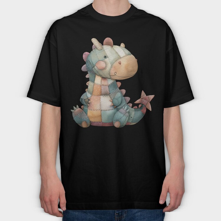 Patchwork Dragon Clips, Tricou Oversize Barbati (Unisex)