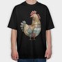 Patchwork Rooster Art, Tricou Oversize Barbati (Unisex)