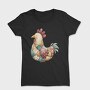 Patchwork Rooster Clipart, Tricou Femei