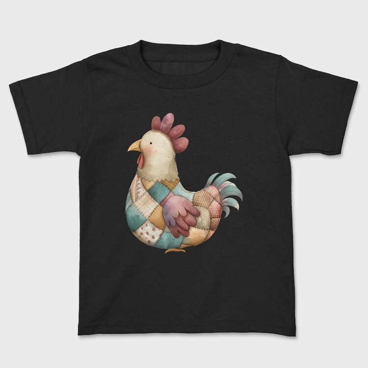 Patchwork Rooster Clipart, Tricou Copii