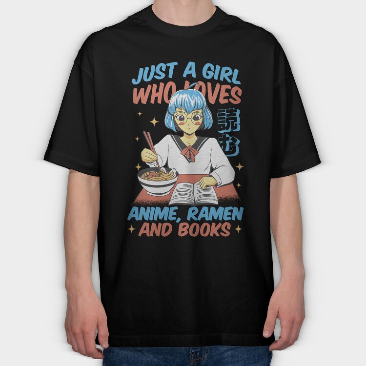 Anime Ramen And Book Lover, Tricou Oversize Barbati (Unisex)