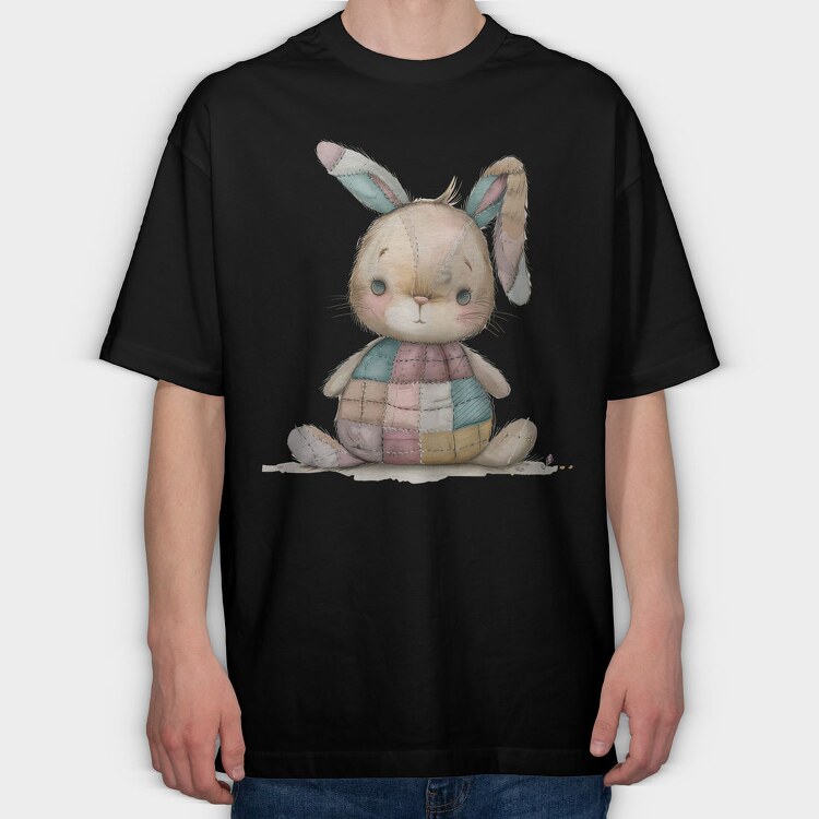 Patchwork Bunny Clipart, Tricou Oversize Barbati (Unisex)