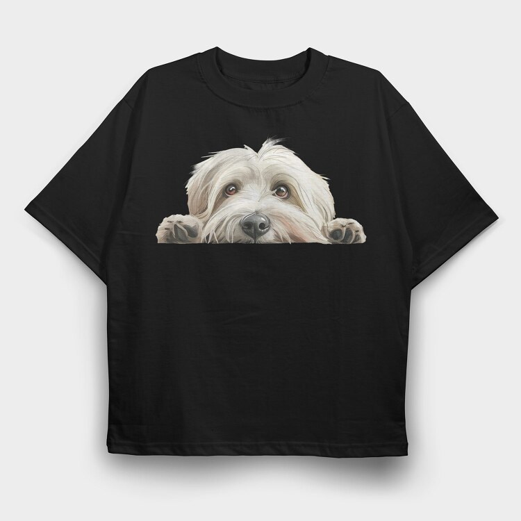 Peeking Dog Breed, Tricou Oversize Barbati (Unisex)