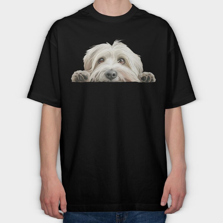 Peeking Dog Breed, Tricou Oversize Barbati (Unisex)